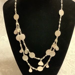 Premier Designs Silver Hammered Disc Necklace